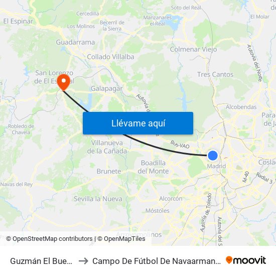 Guzmán El Bueno to Campo De Fútbol De Navaarmando map