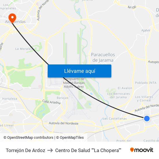 Torrejón De Ardoz to Centro De Salud ""La Chopera"" map