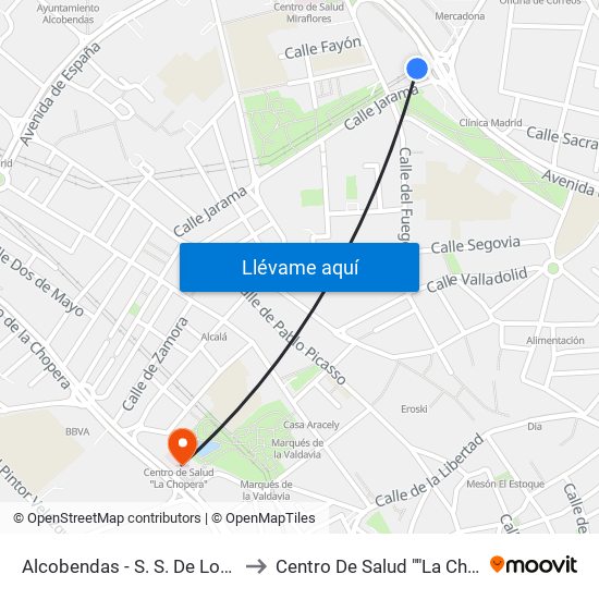 Alcobendas - S. S. De Los Reyes to Centro De Salud ""La Chopera"" map