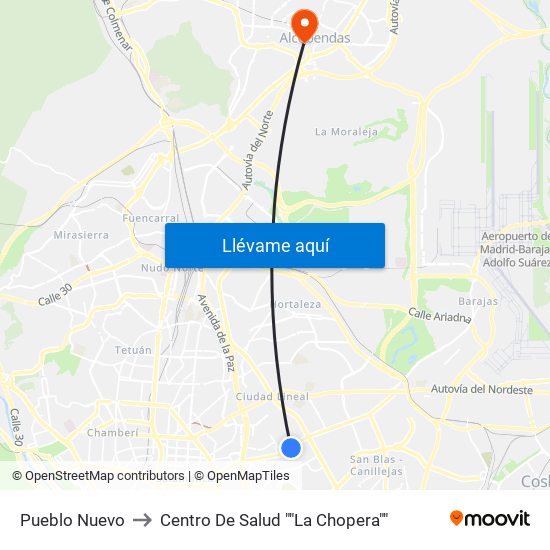 Pueblo Nuevo to Centro De Salud ""La Chopera"" map