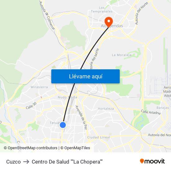 Cuzco to Centro De Salud ""La Chopera"" map