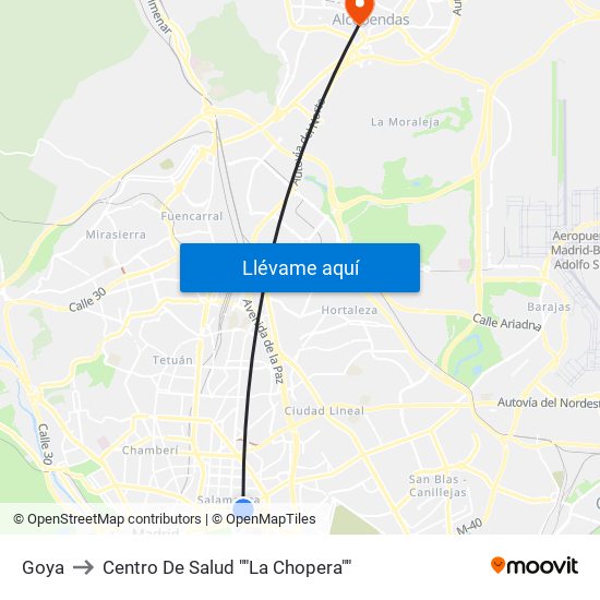 Goya to Centro De Salud ""La Chopera"" map