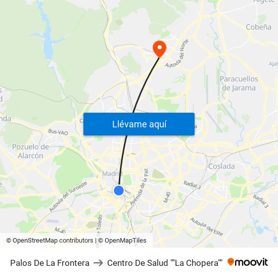Palos De La Frontera to Centro De Salud ""La Chopera"" map