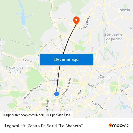 Legazpi to Centro De Salud ""La Chopera"" map