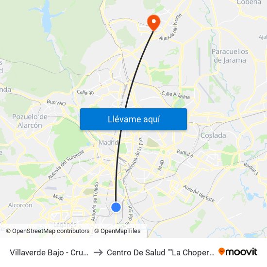 Villaverde Bajo - Cruce to Centro De Salud ""La Chopera"" map