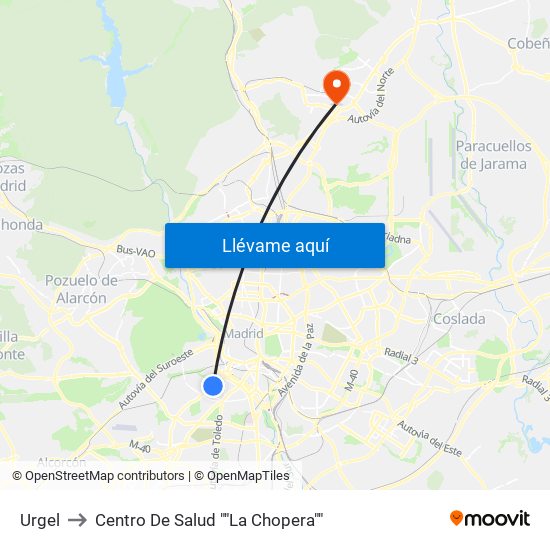 Urgel to Centro De Salud ""La Chopera"" map