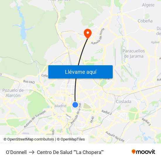 O'Donnell to Centro De Salud ""La Chopera"" map