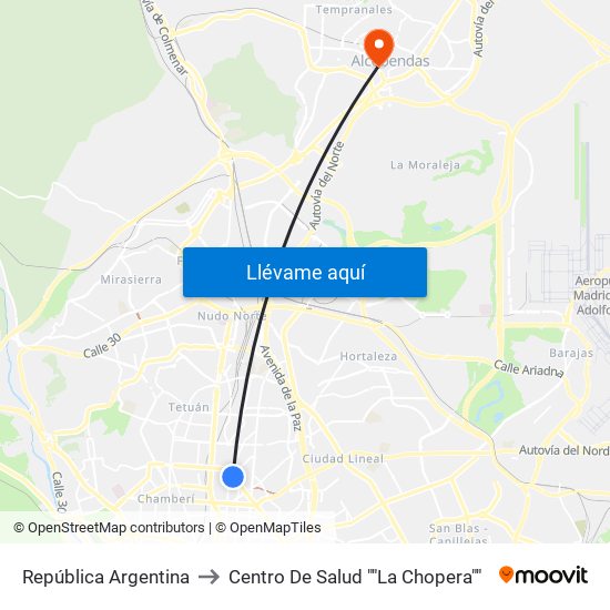 República Argentina to Centro De Salud ""La Chopera"" map