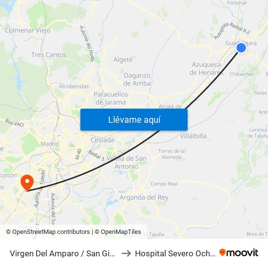 Virgen Del Amparo / San Ginés to Hospital Severo Ochoa map
