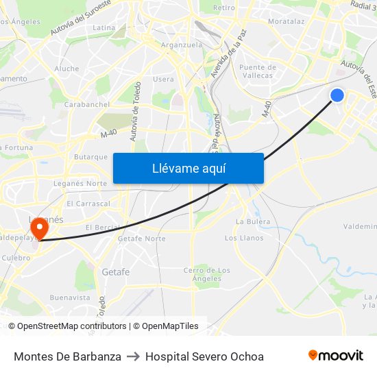 Montes De Barbanza to Hospital Severo Ochoa map