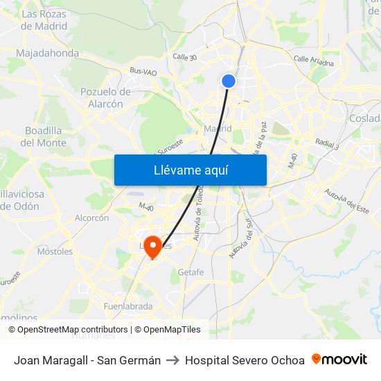Joan Maragall - San Germán to Hospital Severo Ochoa map