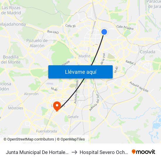 Junta Municipal De Hortaleza to Hospital Severo Ochoa map