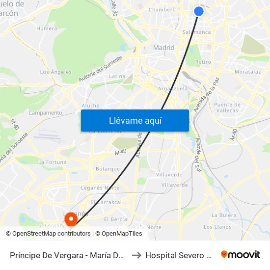 Príncipe De Vergara - María De Molina to Hospital Severo Ochoa map