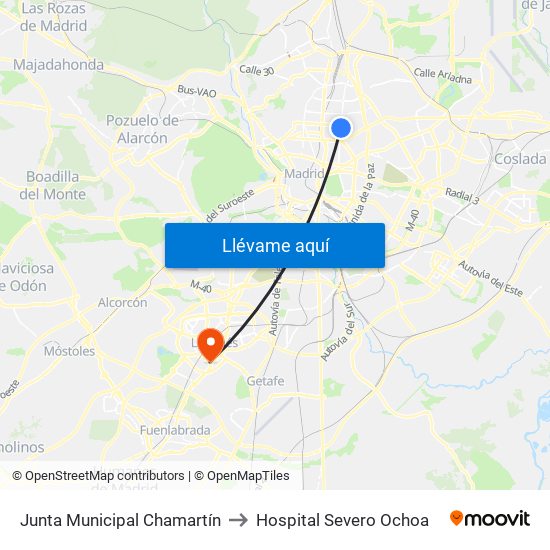 Junta Municipal Chamartín to Hospital Severo Ochoa map