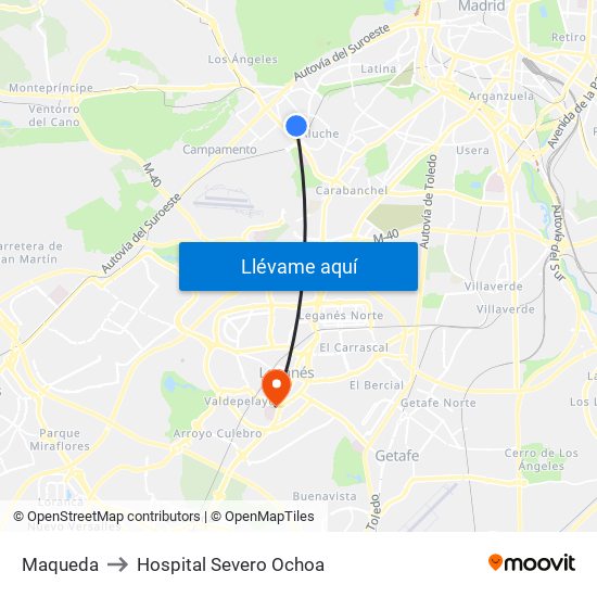 Maqueda to Hospital Severo Ochoa map