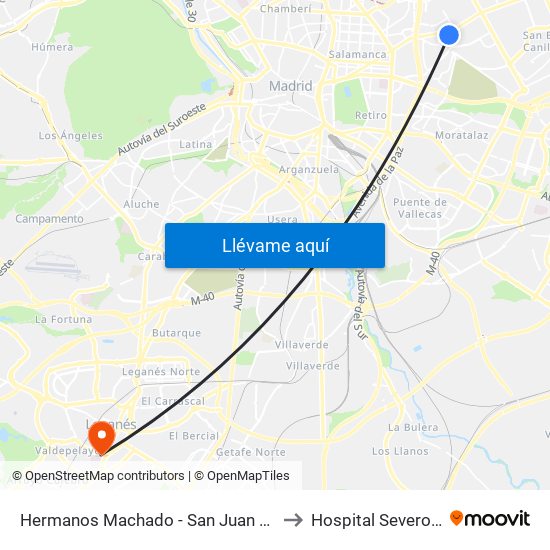 Hermanos Machado - San Juan De La Cuesta to Hospital Severo Ochoa map