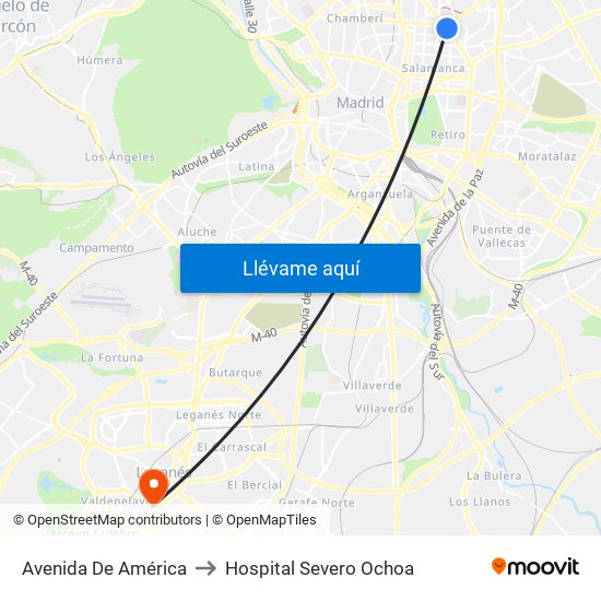 Avenida De América to Hospital Severo Ochoa map