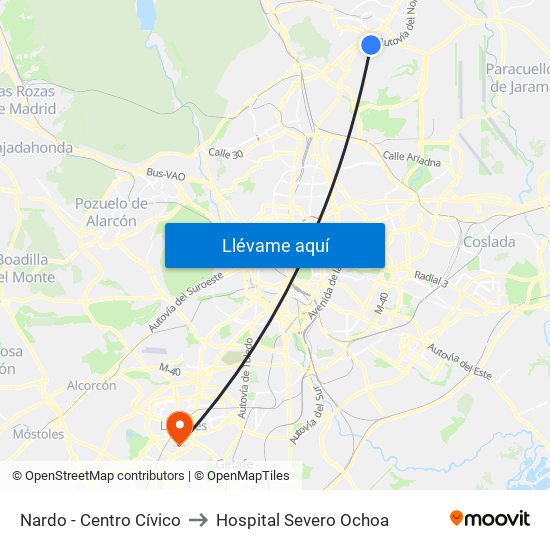 Nardo - Centro Cívico to Hospital Severo Ochoa map