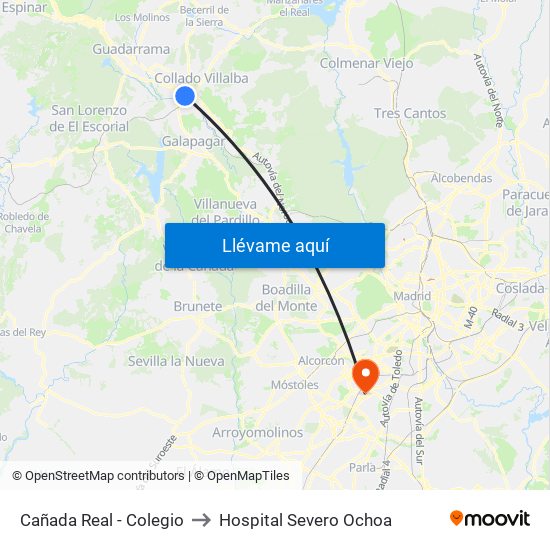 Cañada Real - Colegio to Hospital Severo Ochoa map