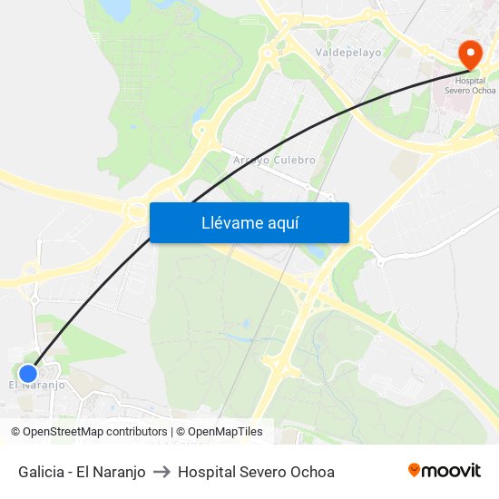Galicia - El Naranjo to Hospital Severo Ochoa map