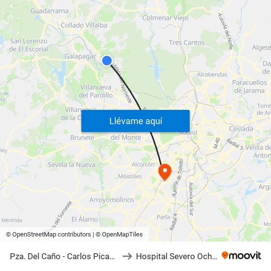 Pza. Del Caño - Carlos Picabea to Hospital Severo Ochoa map