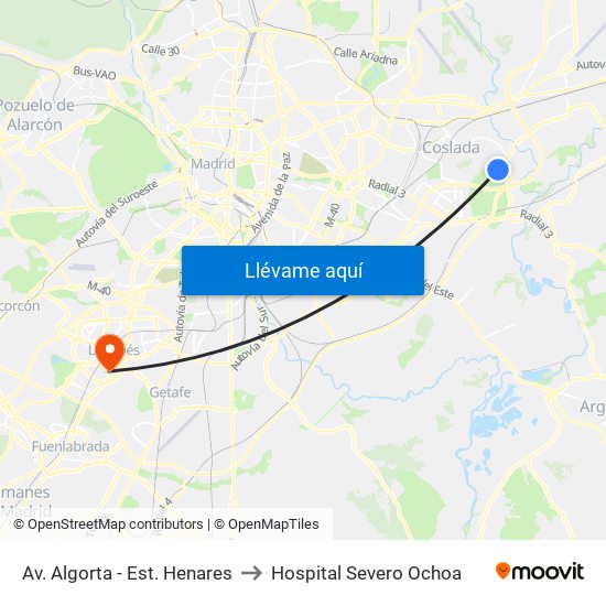 Av. Algorta - Est. Henares to Hospital Severo Ochoa map