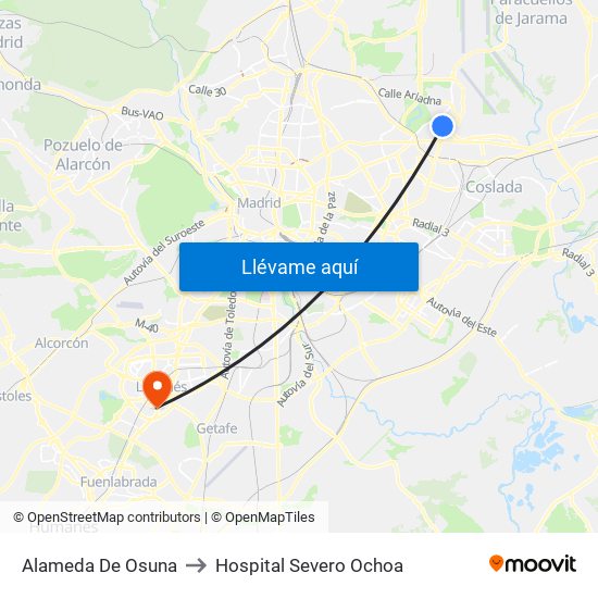 Alameda De Osuna to Hospital Severo Ochoa map