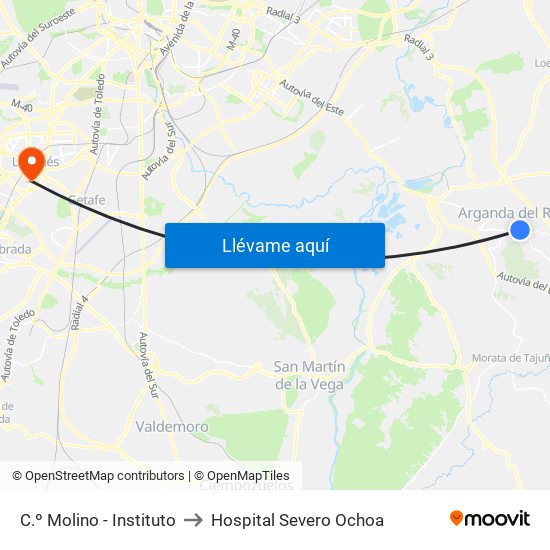 C.º Molino - Instituto to Hospital Severo Ochoa map