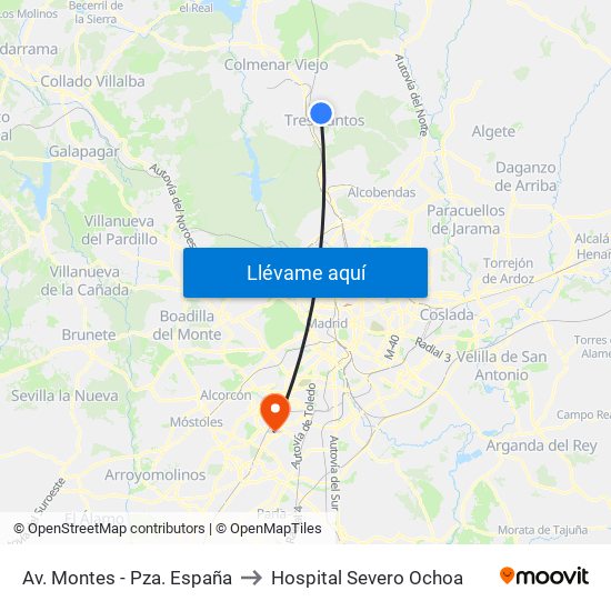 Av. Montes - Pza. España to Hospital Severo Ochoa map
