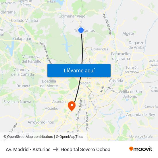 Av. Madrid - Asturias to Hospital Severo Ochoa map