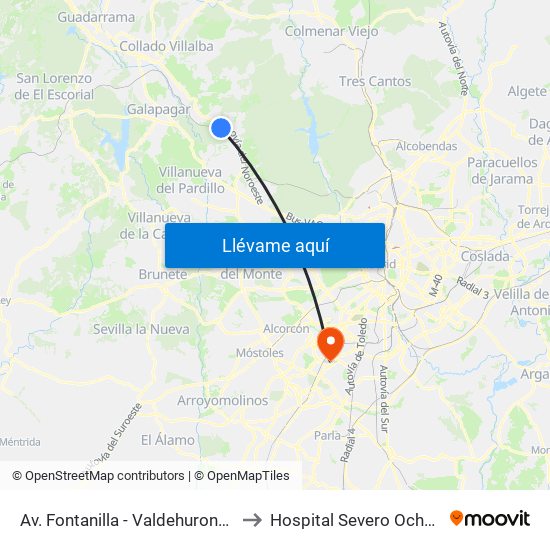 Av. Fontanilla - Valdehurones to Hospital Severo Ochoa map