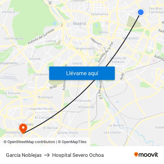 García Noblejas to Hospital Severo Ochoa map