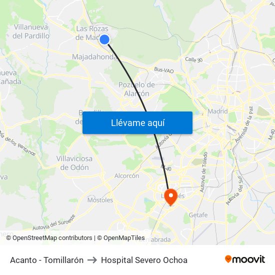 Acanto - Tomillarón to Hospital Severo Ochoa map