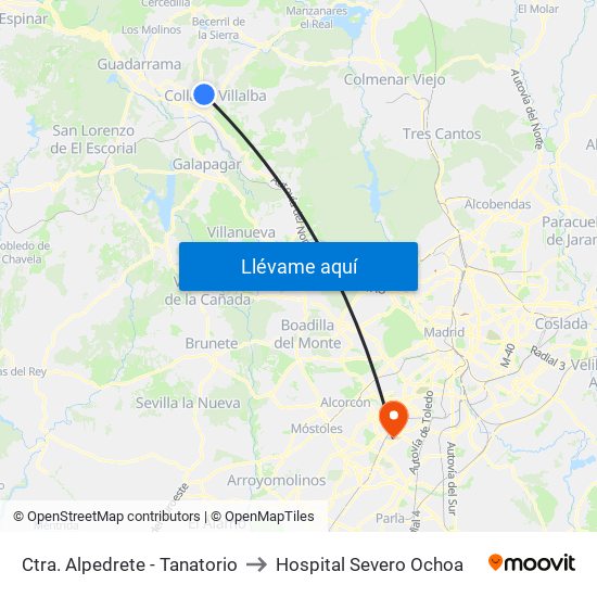 Ctra. Alpedrete - Tanatorio to Hospital Severo Ochoa map