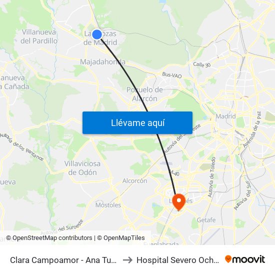 Clara Campoamor - Ana Tutor to Hospital Severo Ochoa map