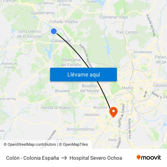 Colón - Colonia España to Hospital Severo Ochoa map