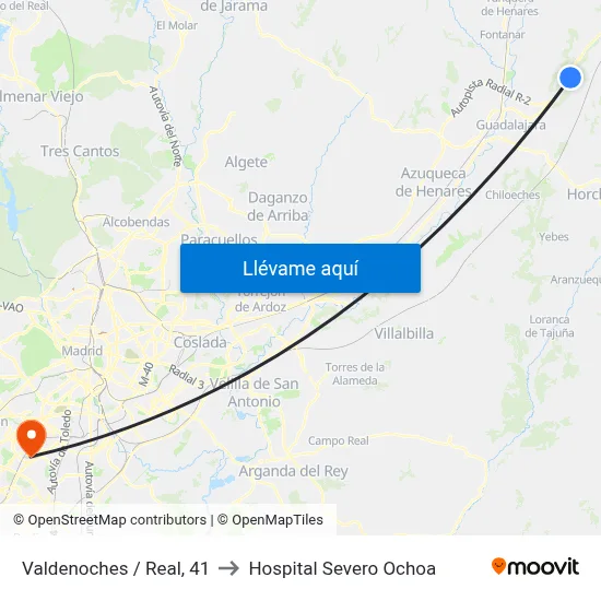 Valdenoches / Real, 41 to Hospital Severo Ochoa map