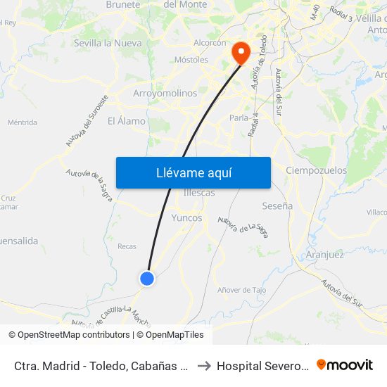 Ctra. Madrid - Toledo, Cabañas De La Sagra to Hospital Severo Ochoa map