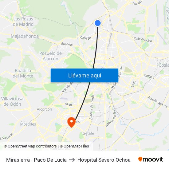 Mirasierra - Paco De Lucía to Hospital Severo Ochoa map