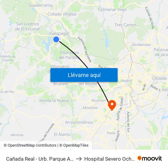 Cañada Real - Urb. Parque Azul to Hospital Severo Ochoa map