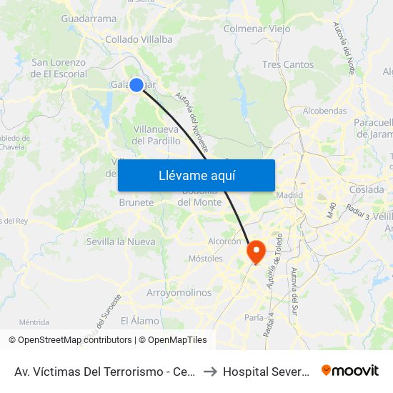 Av. Víctimas Del Terrorismo - Centro De Salud to Hospital Severo Ochoa map