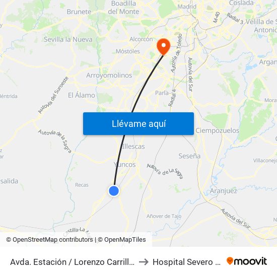 Avda. Estación / Lorenzo Carrillo, Yuncler to Hospital Severo Ochoa map
