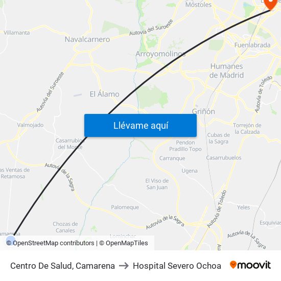 Centro De Salud, Camarena to Hospital Severo Ochoa map