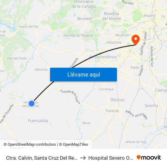 Ctra. Calvin, Santa Cruz Del Retamar to Hospital Severo Ochoa map