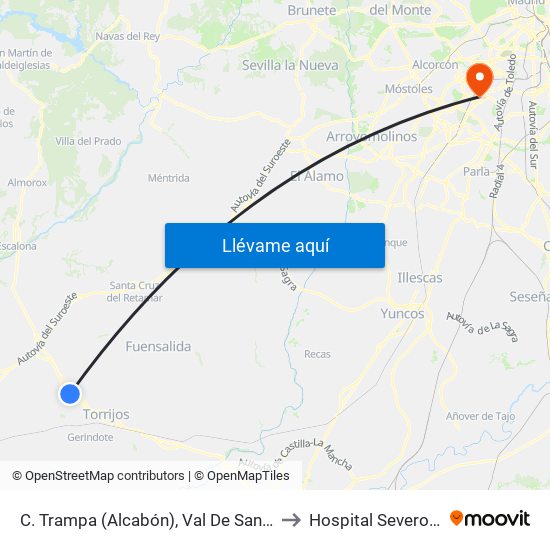 C. Trampa (Alcabón), Val De Santo Domingo to Hospital Severo Ochoa map