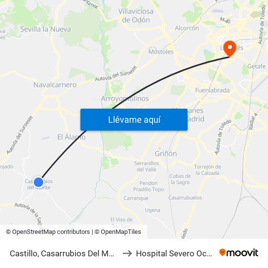 Castillo, Casarrubios Del Monte to Hospital Severo Ochoa map