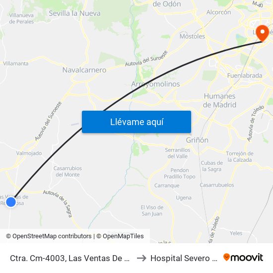 Ctra. Cm-4003, Las Ventas De Retamosa to Hospital Severo Ochoa map