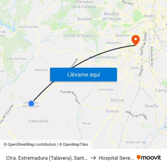 Ctra. Extremadura (Talavera), Santa Cruz Del Retamar to Hospital Severo Ochoa map