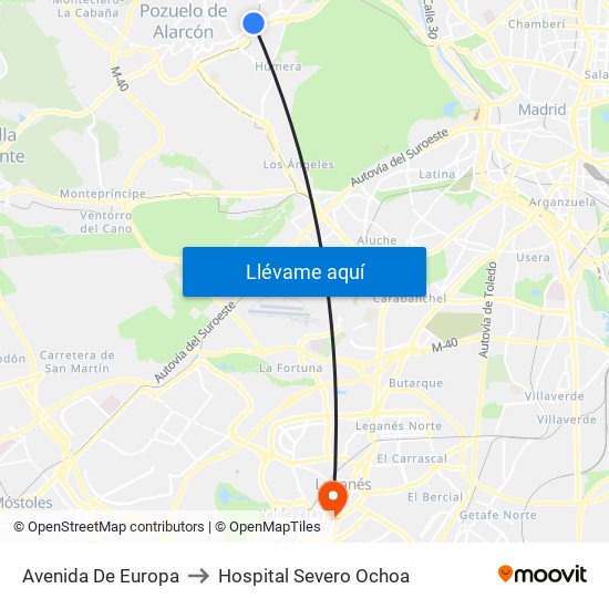 Avenida De Europa to Hospital Severo Ochoa map