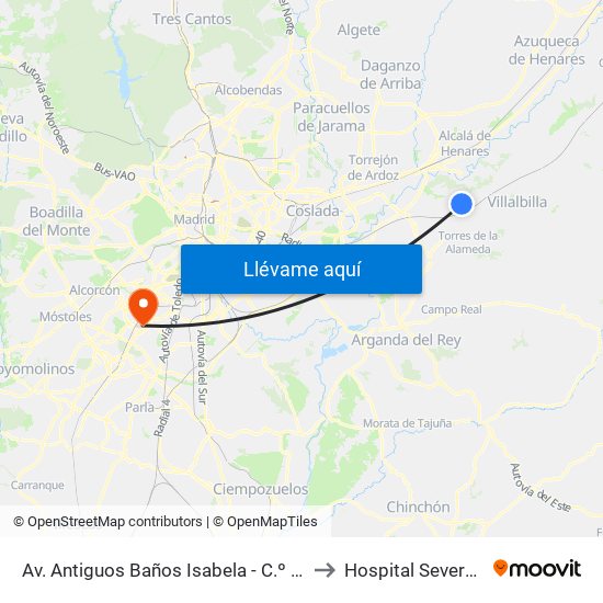 Av. Antiguos Baños Isabela - C.º José De Ceca to Hospital Severo Ochoa map